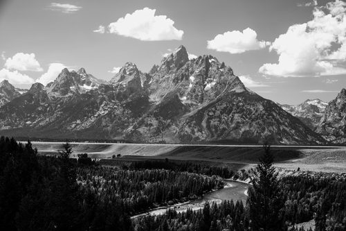 Grand Tetons in black and white, Wyoming