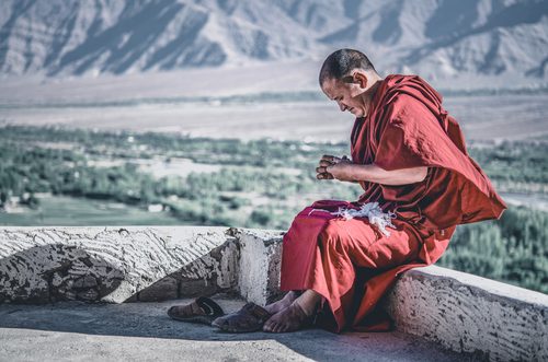 A monk above the valley, Leh, India