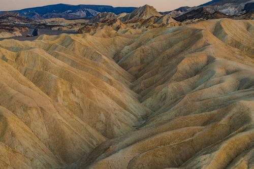 Zabriskie Point badlands at dusk, Death Valley, California