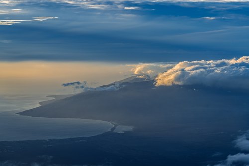 Maui coastline beneath the clouds, Haleakala, Hawaii