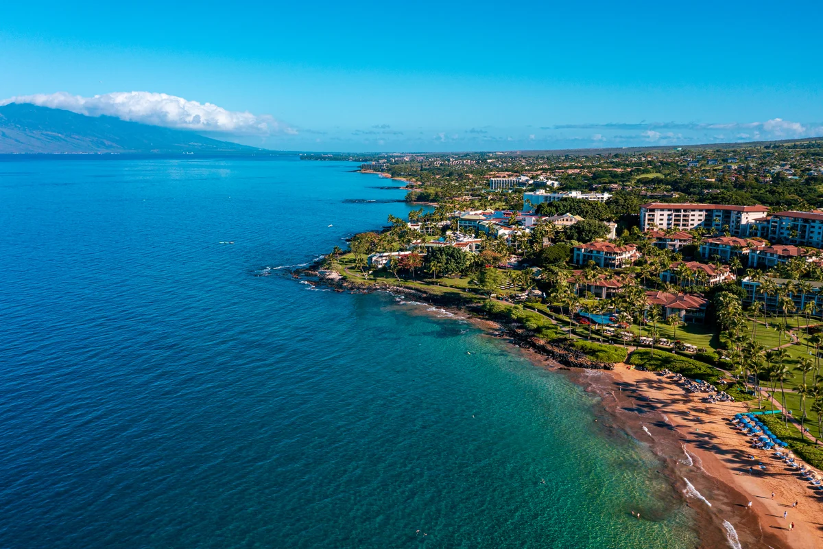 Wailea coastline from above, Hawaii