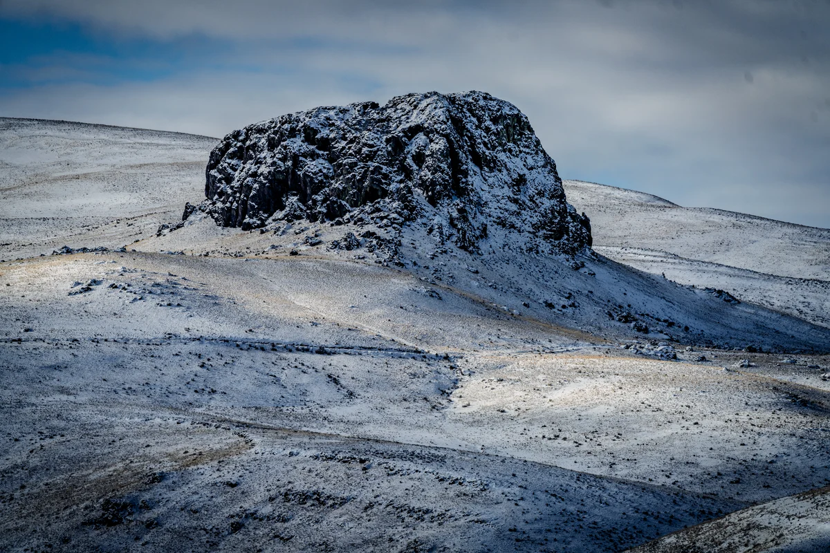 Snow tracing the rocks, Rockville, Idaho