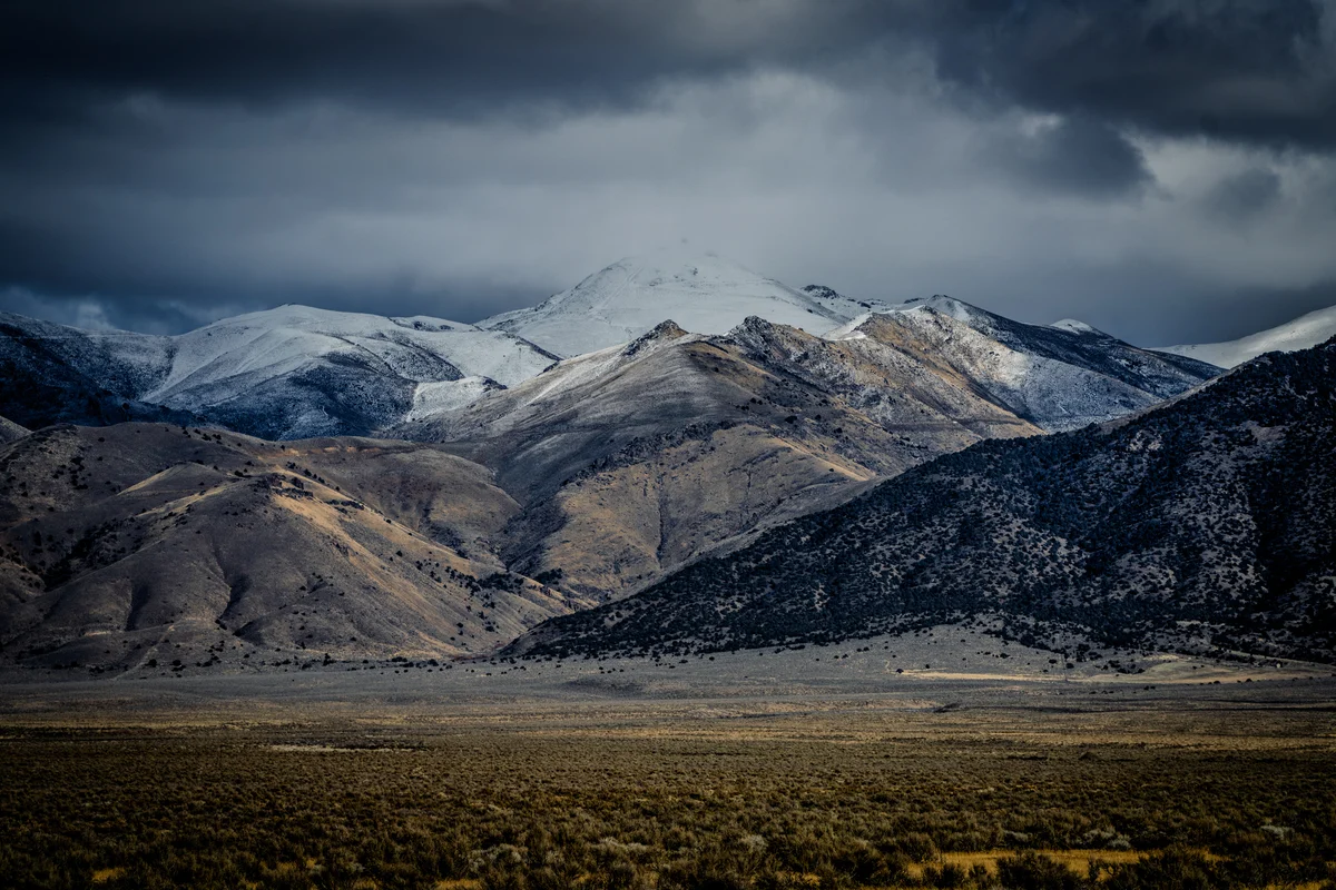 Layers of snowy mountains, Nevada