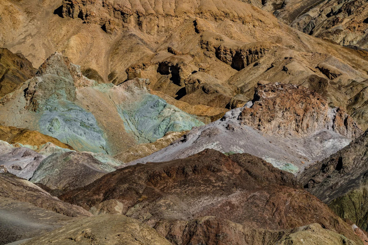 Mineral colours across the desert ridges, Death Valley National Park, California