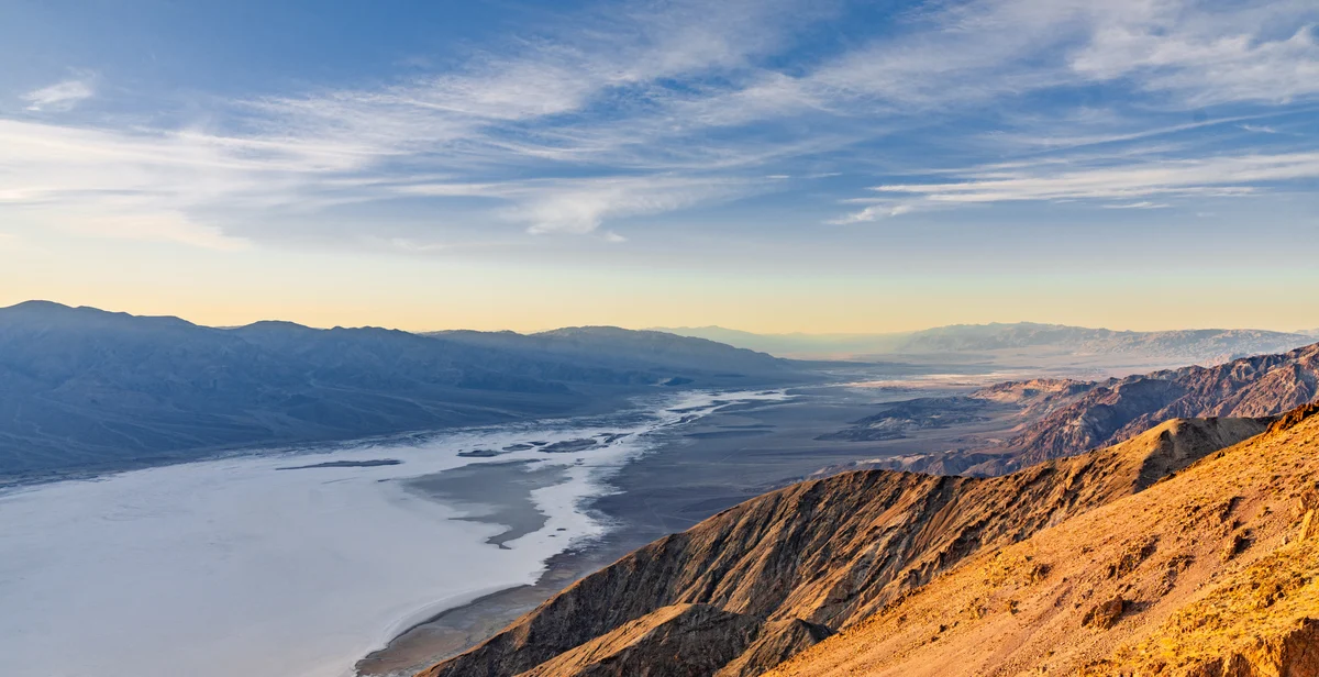Salt basin beneath the mountains, Death Valley National Park, California