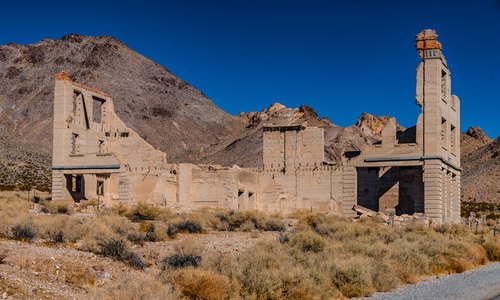 Ghost town ruins at Rhyolite, Nevada