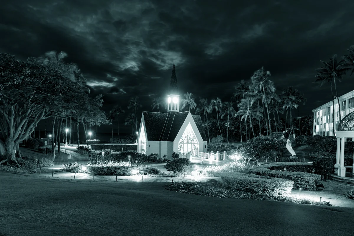Chapel beneath the night sky, Wailea, Hawaii