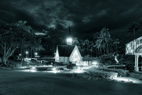 Chapel beneath the night sky, Wailea, Hawaii