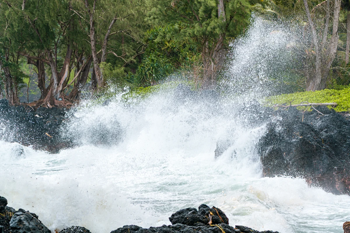 Wave breaking along the Maui coast, Haiku, Hawaii
