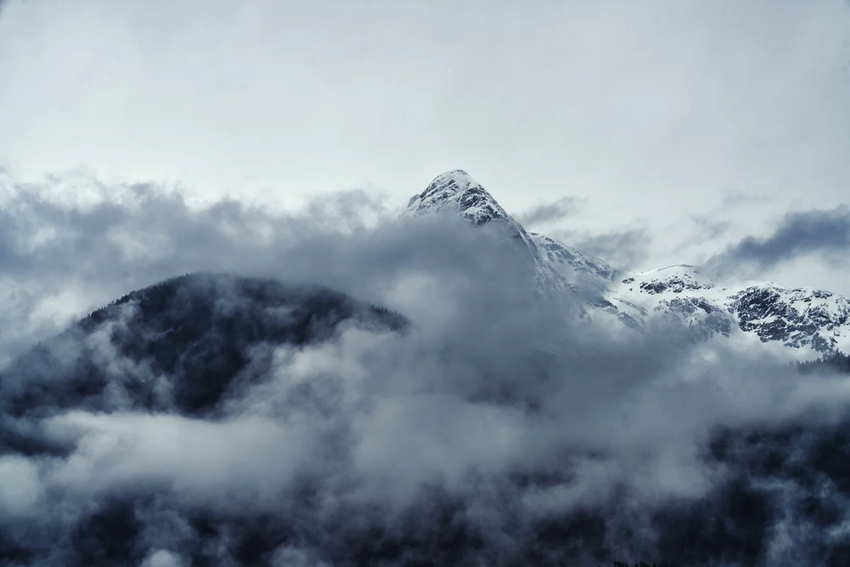 Snowy peak above layers of cloud, Diablo, Washington