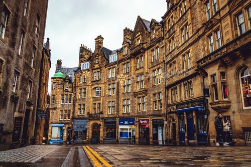 Edinburgh architecture after rain, Scotland