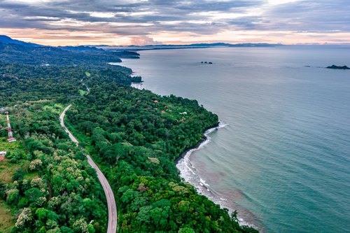 Coast and road from above, Uvita, Osa, Puntarenas