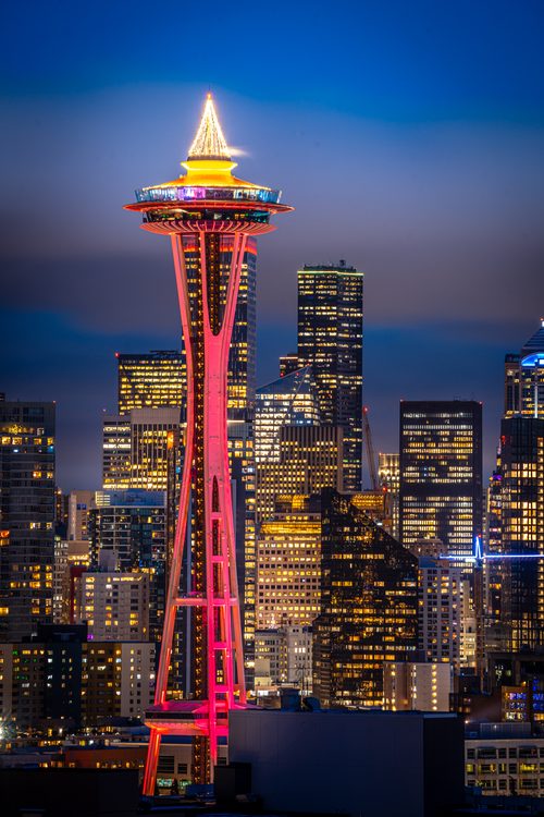 Space Needle in color, Seattle, Washington
