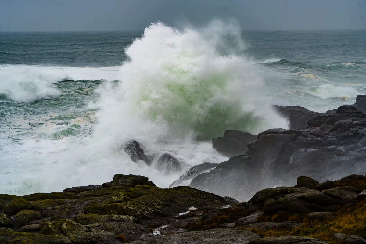 Wave breaking against the rocks, Depoe Bay, Oregon