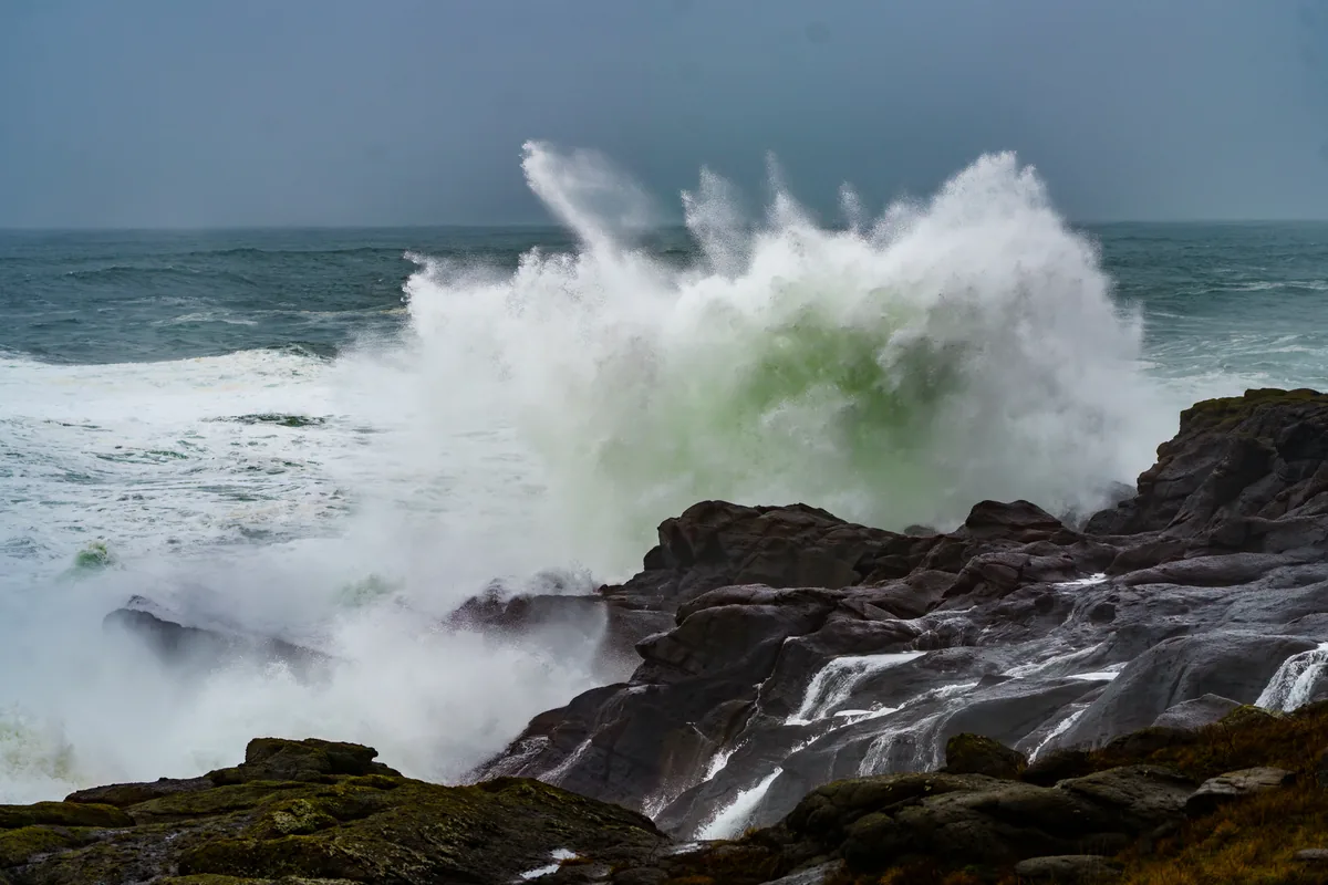 Waves breaking on the rocky shore, Depoe Bay, Oregon