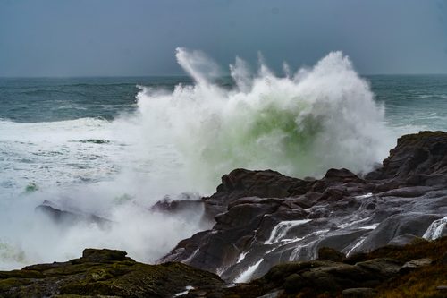 Waves breaking on the rocky shore, Depoe Bay, Oregon