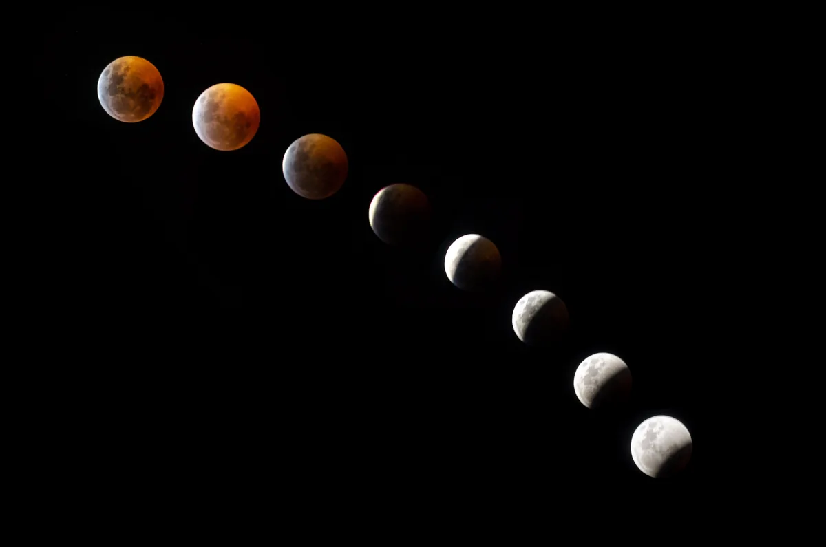 Lunar eclipse sequence, Jacó, Costa Rica